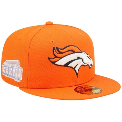 New Era Orange Denver Broncos Super Bowl Xxxiii Pop Sweat 59fifty Fitted Hat