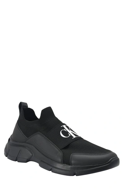 Calvin Klein Men's Rook Slip-on Knit Sneakers Men's Shoes In All Black