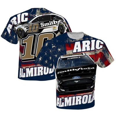 Stewart-haas Racing Team Collection White Aric Almirola Smithfield Sublimated Patriotic Total Print