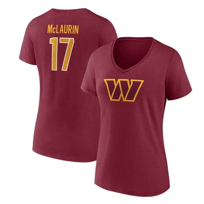 Fanatics Branded Terry Mclaurin Burgundy Washington Commanders Player Icon Name & Number V-neck T-sh