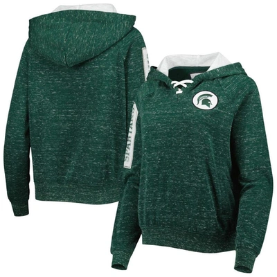 Colosseum Green Michigan State Spartans The Devil Speckle Lace-placket Raglan Pullover Hoodie