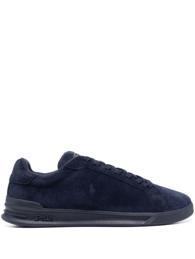 Polo Ralph Lauren Heritage Court Ii Logo-debossed Suede Sneakers In Blue