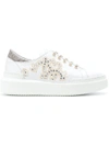 Roberto Cavalli Pure White Leather And Crystals Slip On Sneakers