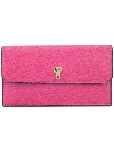 Valextra Foldover Continental Wallet In Pink