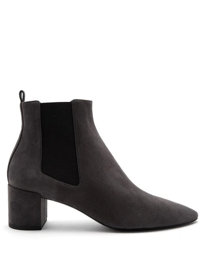 Saint Laurent Loulou Suede Chelsea Boots In Grey