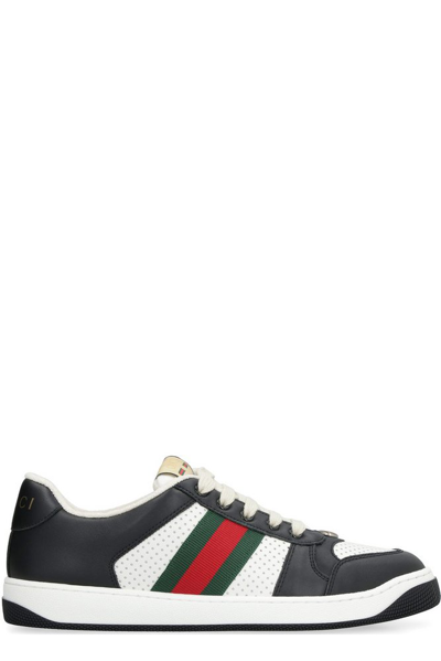 Gucci Screener Web Stripe Lace-up Sneakers In Default Title