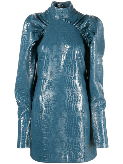 Rotate Birger Christensen Dress Shiny Pu In Azzurro