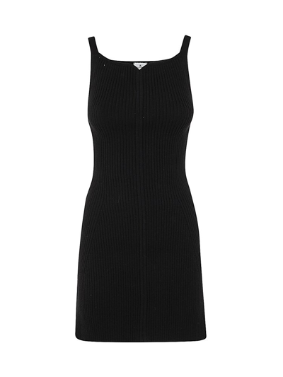 Courrèges Swallow Logo Embroidered Rib Body-con Minidress In Black