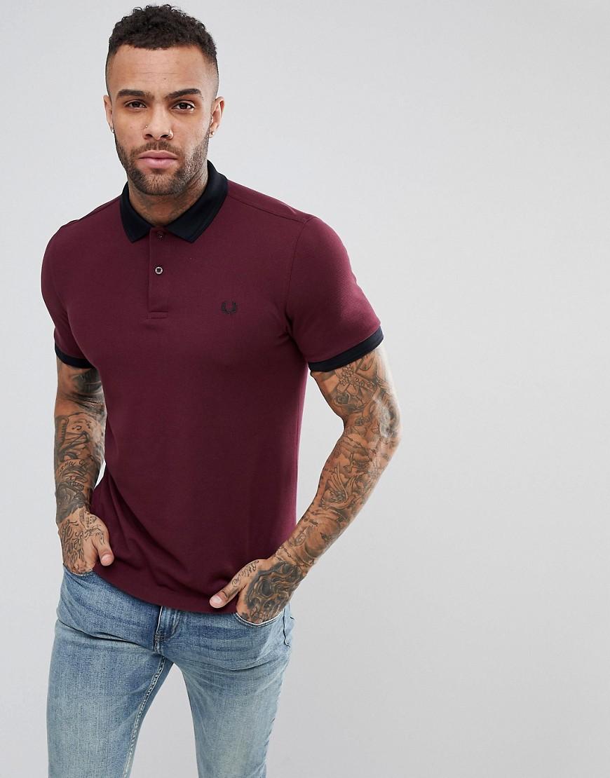 Fred Perry Slim Fit Matt Tipped Pique Polo Shirt In Burgundy - Red ...