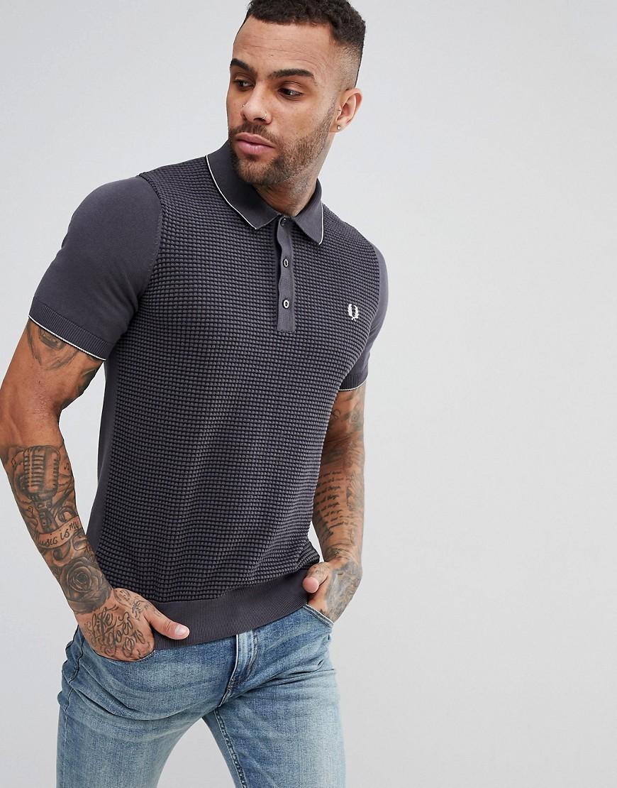 grey knitted polo
