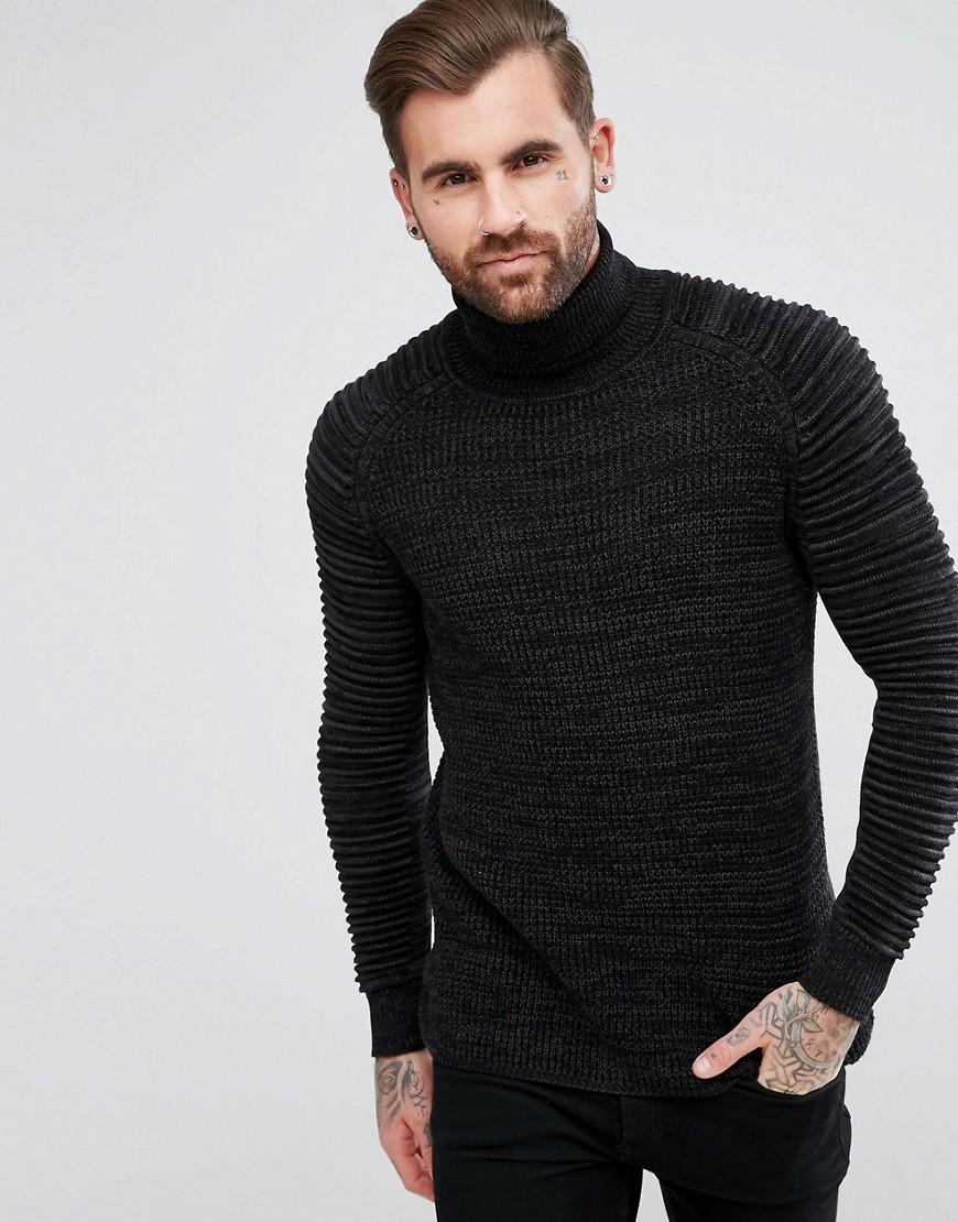 G-star Roll Neck Sweater With Biker Sleeves - Gray | ModeSens