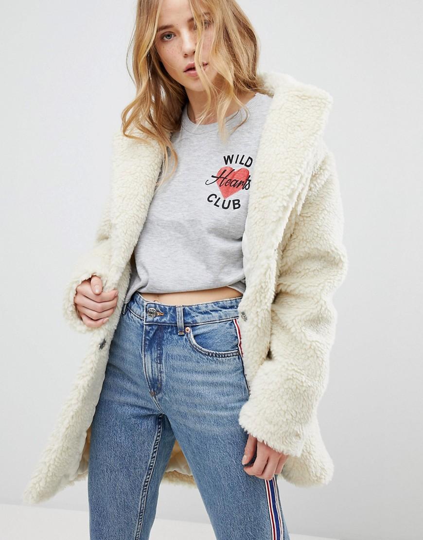 cream teddy bear coat