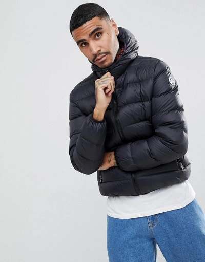 North Sails Hooded Down Puffer Jacket In Black - Black