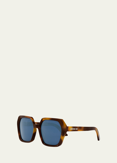 Dior Midnight 56mm Geometric Sunglasses In Havana/blue