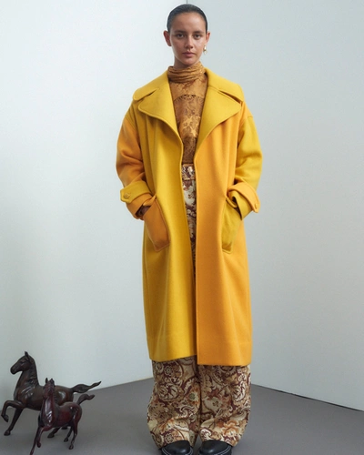 Alemais Roberto Patchwork Coat In Mustard In Yellow