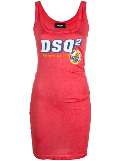 Dsquared2 Dsq2 Cotton Jersey Sleeveless Dress In Red