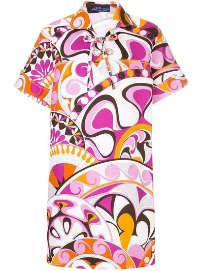 Emilio Pucci Printed Laced Collared Dress In Pink