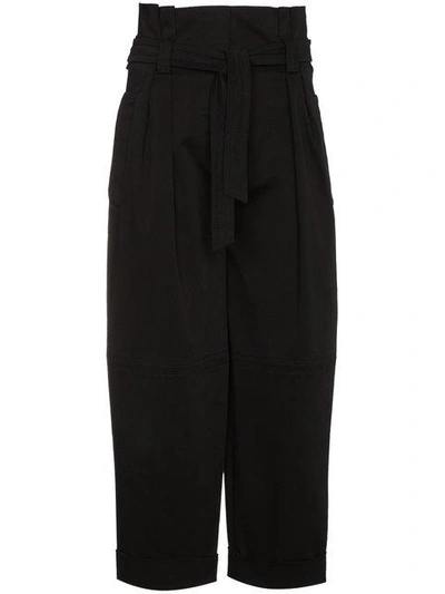 Alberta Ferretti High-waisted Belted Trousers In Black