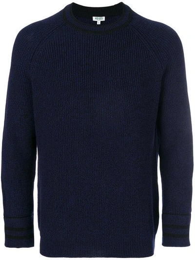 Kenzo Ribbed Knit Sweater In Blue