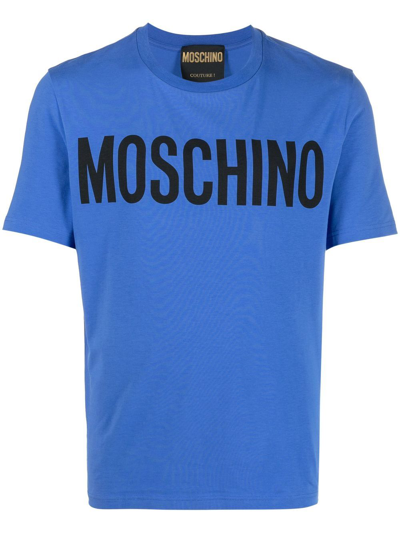 Moschino Logo-print Cotton T-shirt In Blue