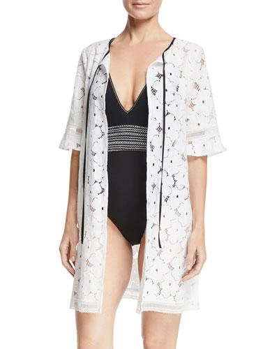 Kisuii Mila Floral-lace Tie-neck Swim Coverup