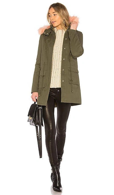 Lovers & Friends Cora Parka Jacket With Faux Fur In Olive