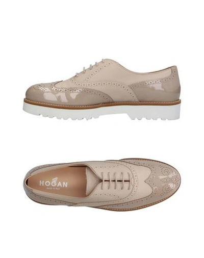 Hogan Lace-up Shoes In Beige