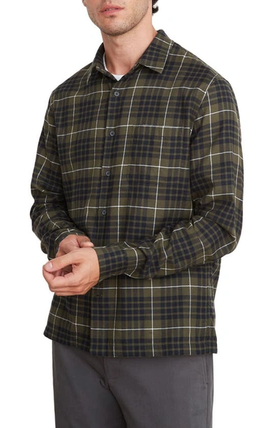 Vince Calabasas Classic Fit Plaid Cotton Button-up Shirt In Dark Olive Field