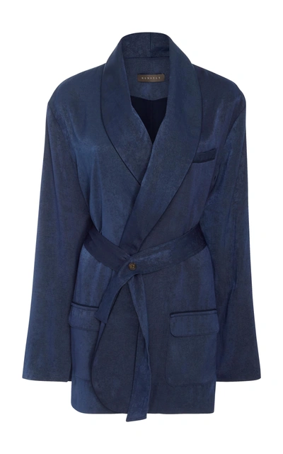 Hensely Washed Satin Jacket In Blue