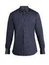 Prada Single-cuff Stretch Cotton-blend Poplin Shirt In Navy