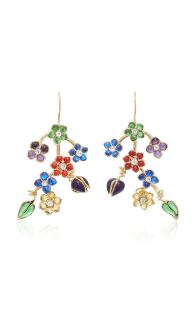 Gripoix Glamour Pierced 24k Gold-plated Glass And Crystal Drop Earrings In Multi