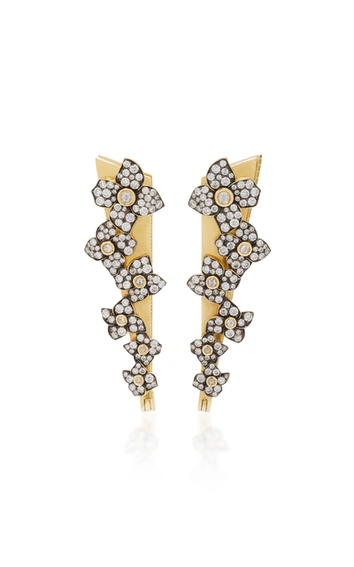 Sorellina 18k Gold Diamond Flower Drop Earrings