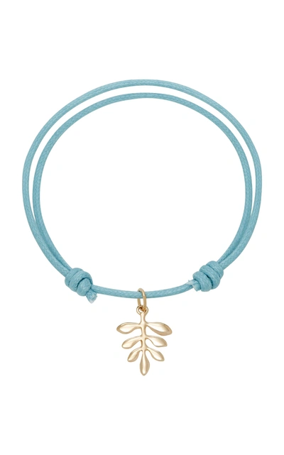 With Love Darling Olive Branch 18k Gold Cord Bracelet In Blue