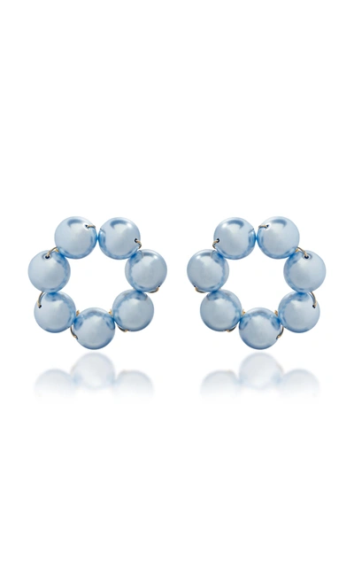 Beck Jewels Le Margherite Swarovski Crystal Pearl Earrings In Blue
