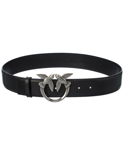Pinko Love Berry Simply Leather Belt In Black