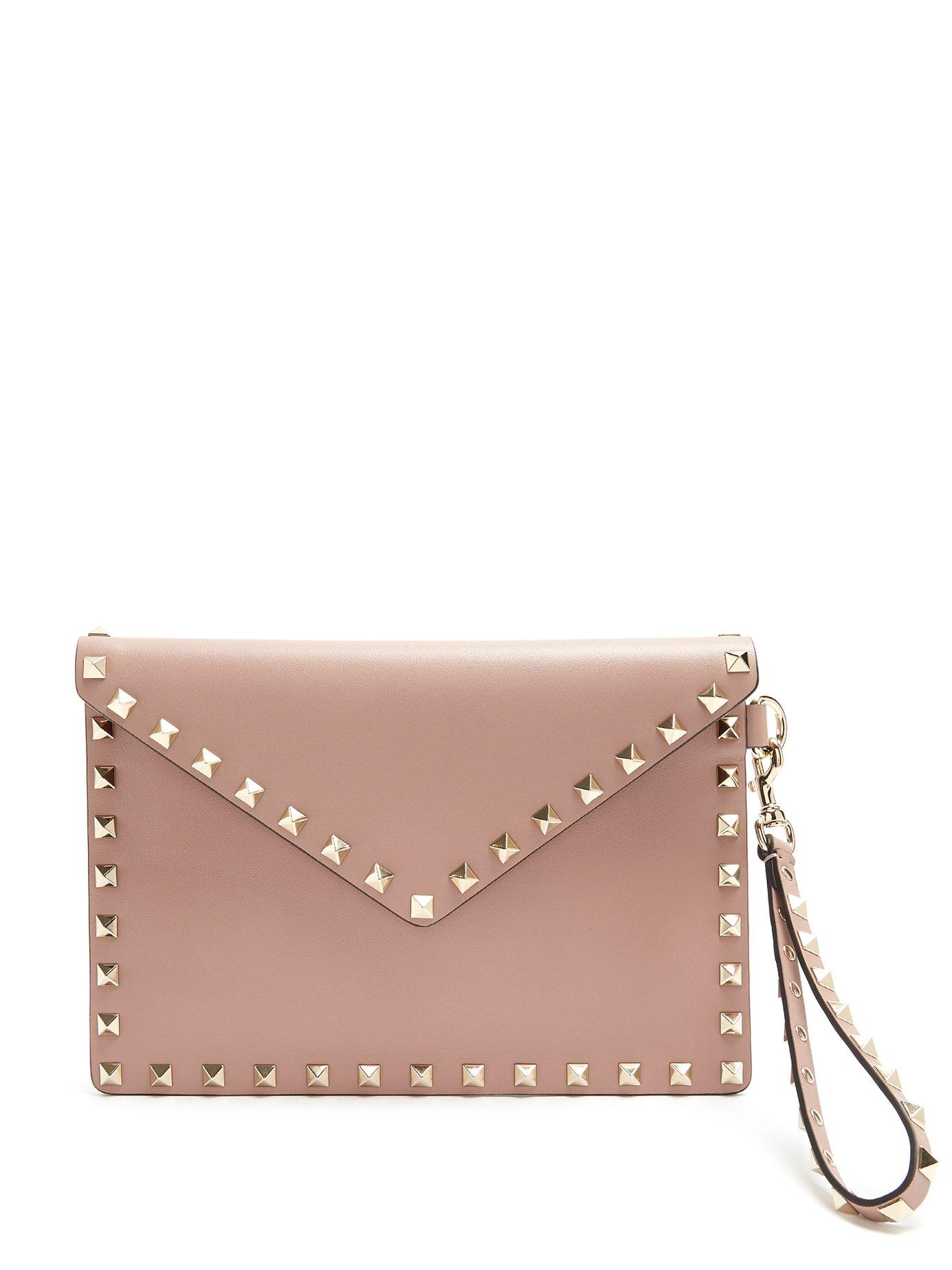 valentino rockstud leather envelope clutch