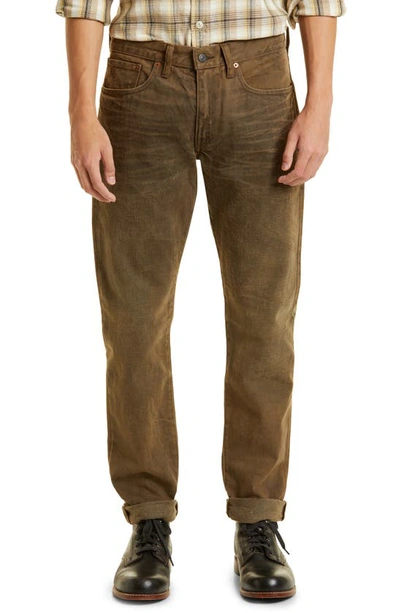 Double Rl Slim Fit Jeans In Distressed Brown Wash