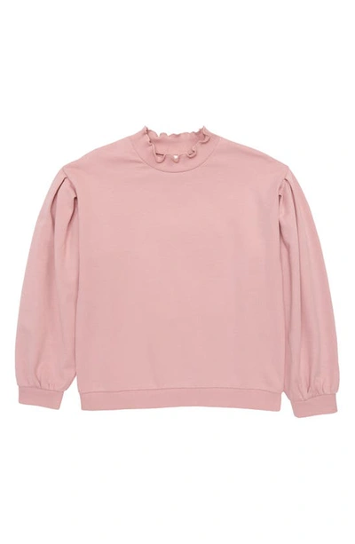 Open Edit Kids' Puff Sleeve Organic Cotton Pullover In Pink Zephyr
