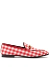 Gucci - Jordaan Gingham Loafers - Womens - Red White