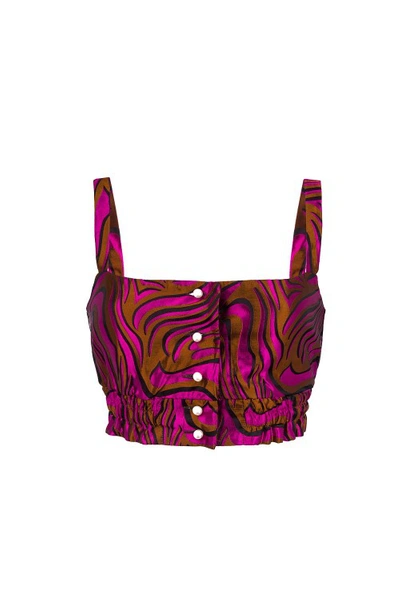 Andreeva Raspberry Printed Top In Pink