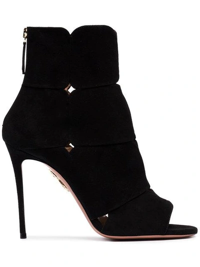 Aquazzura Black Lucrezia 105 Suede Ankle Boots