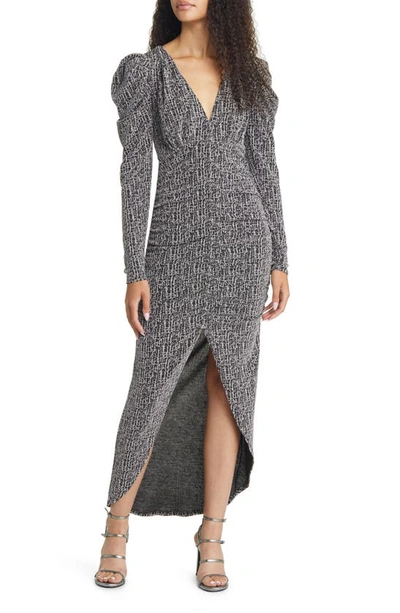 Lulus Party Glam Metallic Long Sleeve Cocktail Dress In Silver