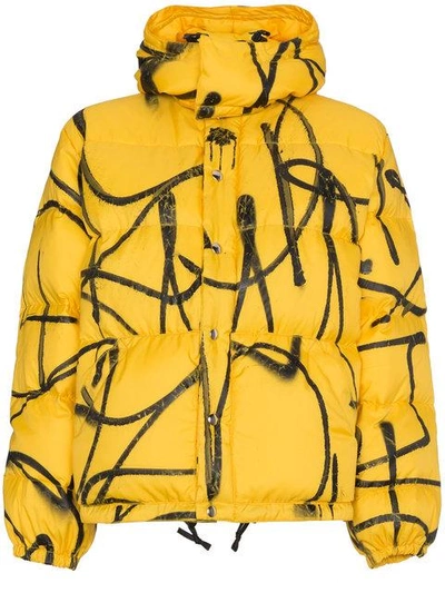 Adaptation Saber Graffiti Puffer Jacket In Yellow