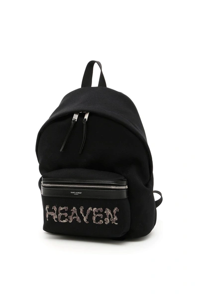 Saint Laurent Mini City Logo Canvas Backpack - Black In Nero-argentonero