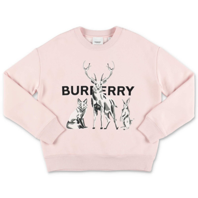 Burberry Sweatshirt With Logo And Embroideries In Pink