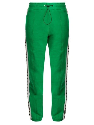 Msgm Logo-print Cotton Track Pants In Green