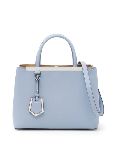 Fendi Women's Leather Handbag Shopping Bag Purse 2jours In Blue
