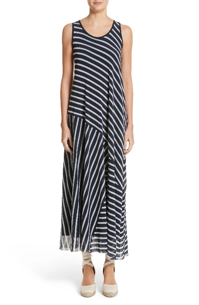 Fuzzi Striped Patch Sleeveless Maxi Dress In Zaffiro