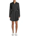 Theory Long-sleeve Stretch-cotton Clean Shirtdress In Black