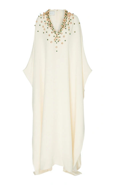 Esme Vie M'o Exclusive V Neck Metal Flower Caftan In Neutral